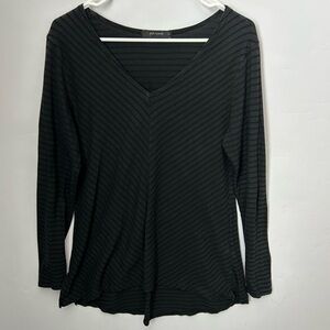 Cut Loose black striped tunic v-neck top large
